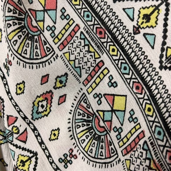 Billabong Kimono Cardigan Size S/M Salty Waves Geometric Aztec Print Fringe Boho - Picture 10 of 16